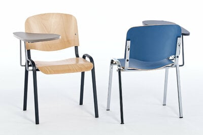 Moderne Holzstühle mit klappbarem Schreibbrett